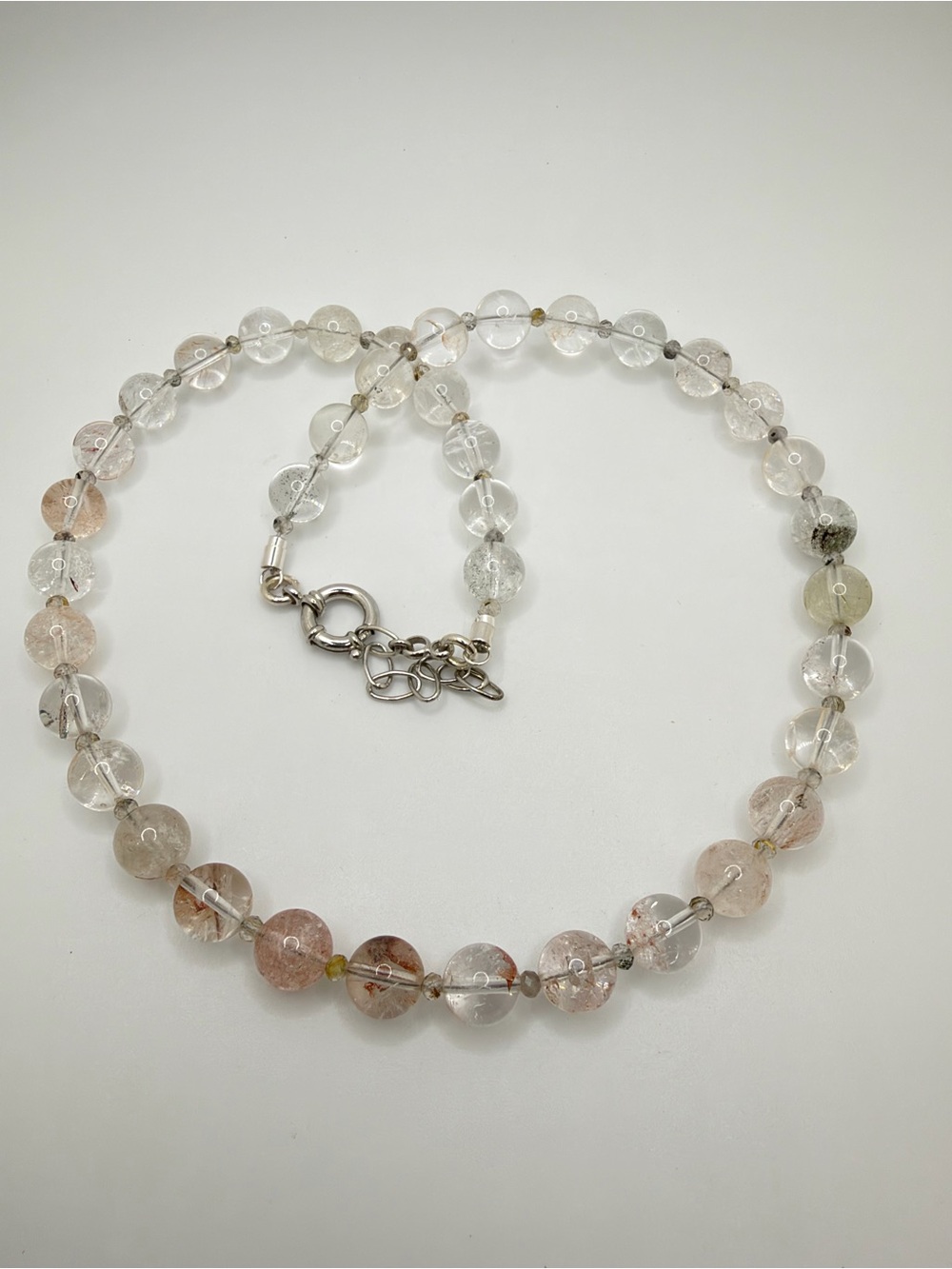 21" w/ 1.5" ext NWOT PHANTOM QUARTZ beaded necklace w/ stamped 925 hardware!